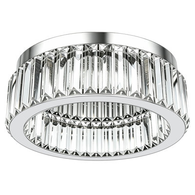 Plafonnier moderne encastré en cristal de 32 cm avec luminaire chromé pour salon ou chambre à coucher