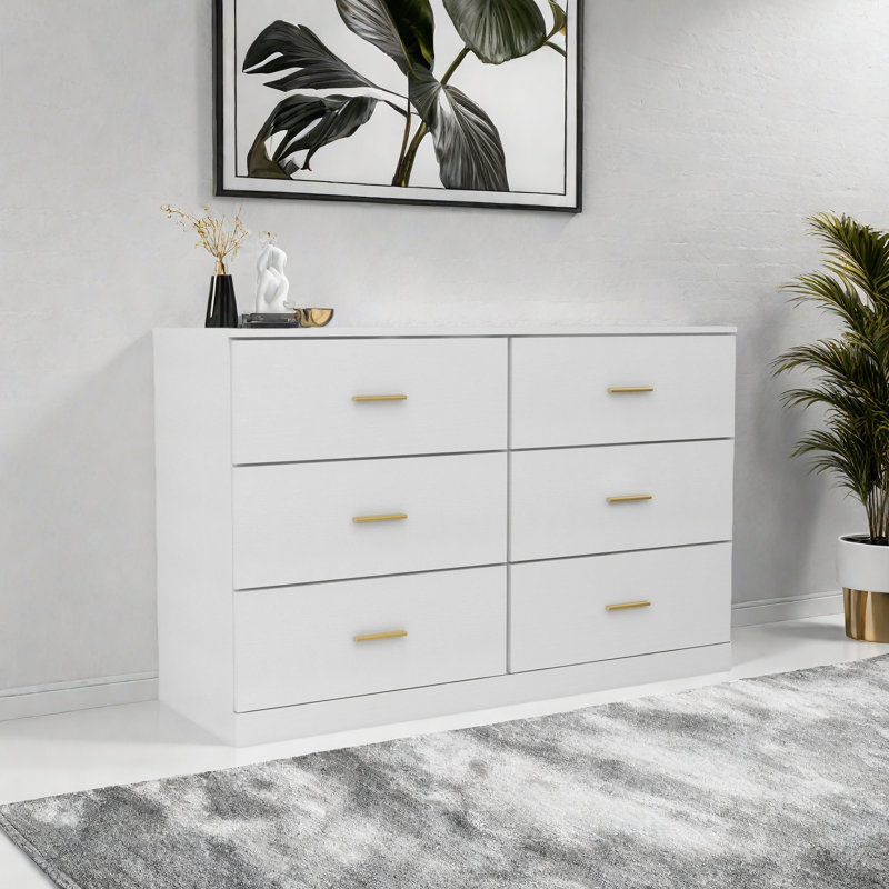 Commode moderne à 6 tiroirs pour la chambre à coucher - Vaste commode avec rangement, robuste et sécuritaire