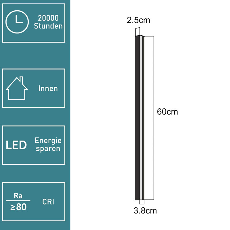 Danazia LED Flush Mounted Sconce, 60cm, 3000K