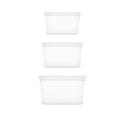 Zip Top Reusable Food Storage Bags | 3 Dish Set [Frost] | Microwave, Dishwasher and Freezer Safe