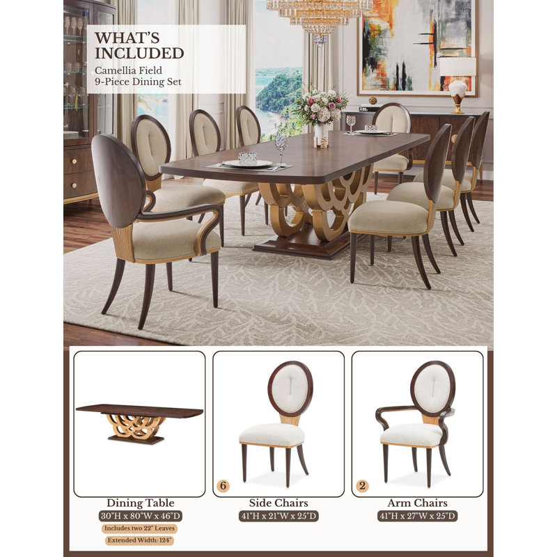 Camellia Field 9 - Piece Dining Set