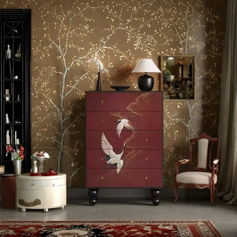 Walnut Wood Cabinet with Smooth Drawer Glides