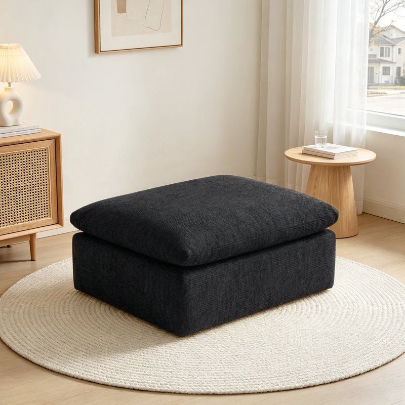 Canapé nuage en chenille avec pouf, canapé modulable nuage à double accoudoirs 2 places, idéal pour le salon ou l'appartement.