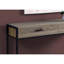 Console d'appoint taupe avec 2 grands tiroirs, pattes en métal noir pour salon, chambre, entrée, revêtement stratifié brun - Tiroirs de rangement et