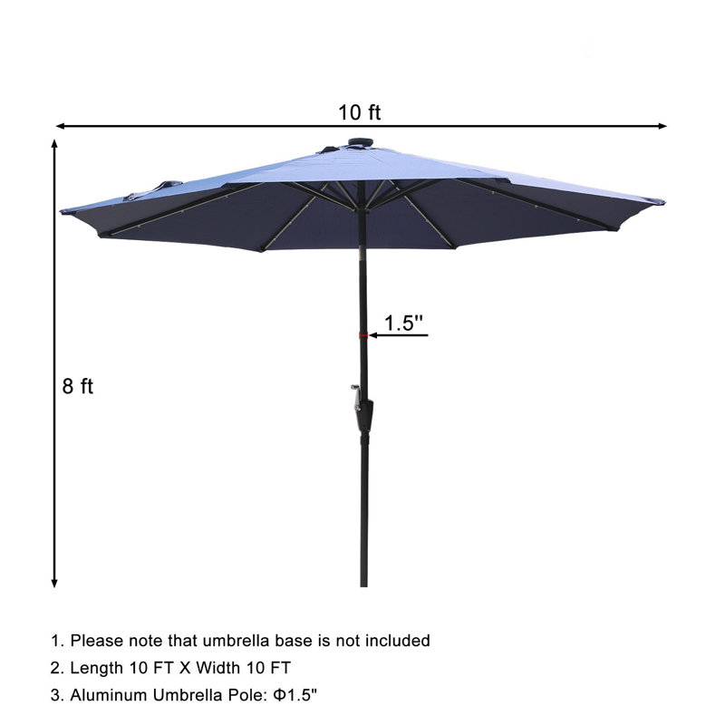118'' Lighted Tilt Market Umbrella, Navy Blue