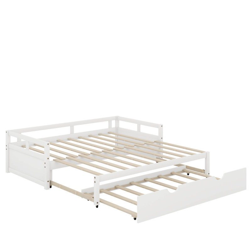 Twin Wooden Daybed With Trundle,Extending Daybed With Trundle, White