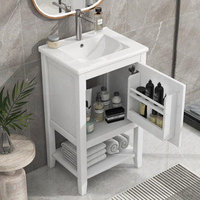 Meuble-lavabo de salle de bain avec lavabo, portes à fermeture douce et rangement spacieux pour une organisation de salle de bain moderne et efficace