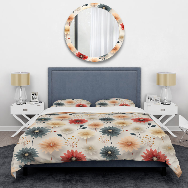 Literie Carnation Mandalas Flowers Boho Pattern I, Housse de couette simple + 1 taie décorative stan