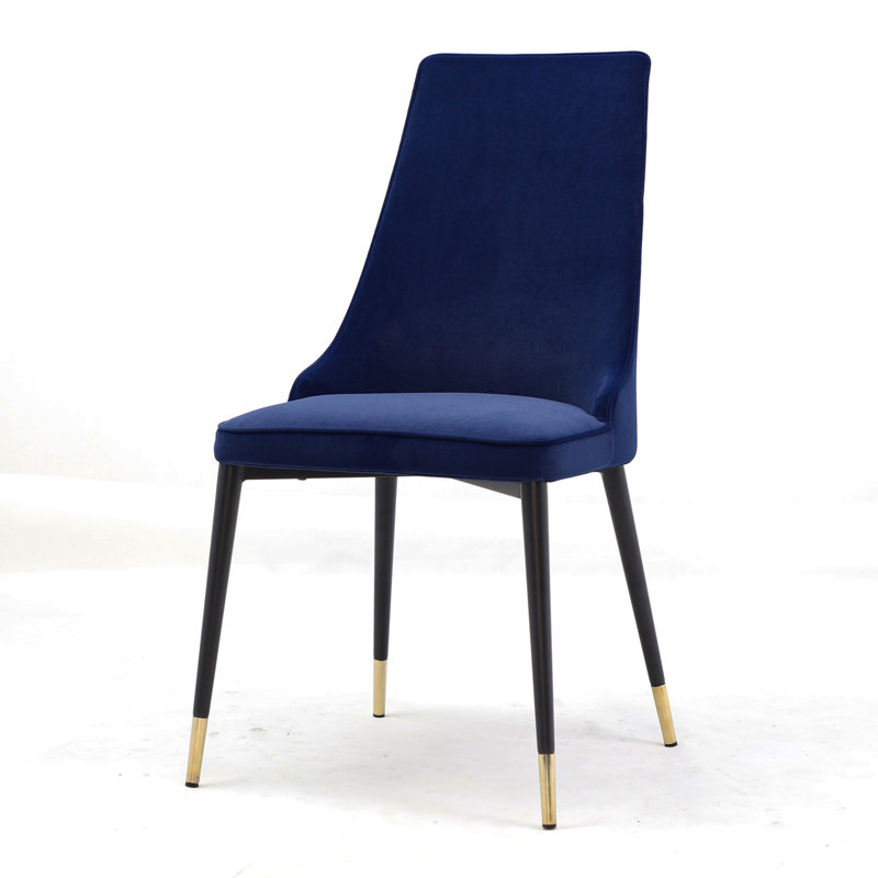 Chaise rembourrée Demarest, Bleu, Noir et or