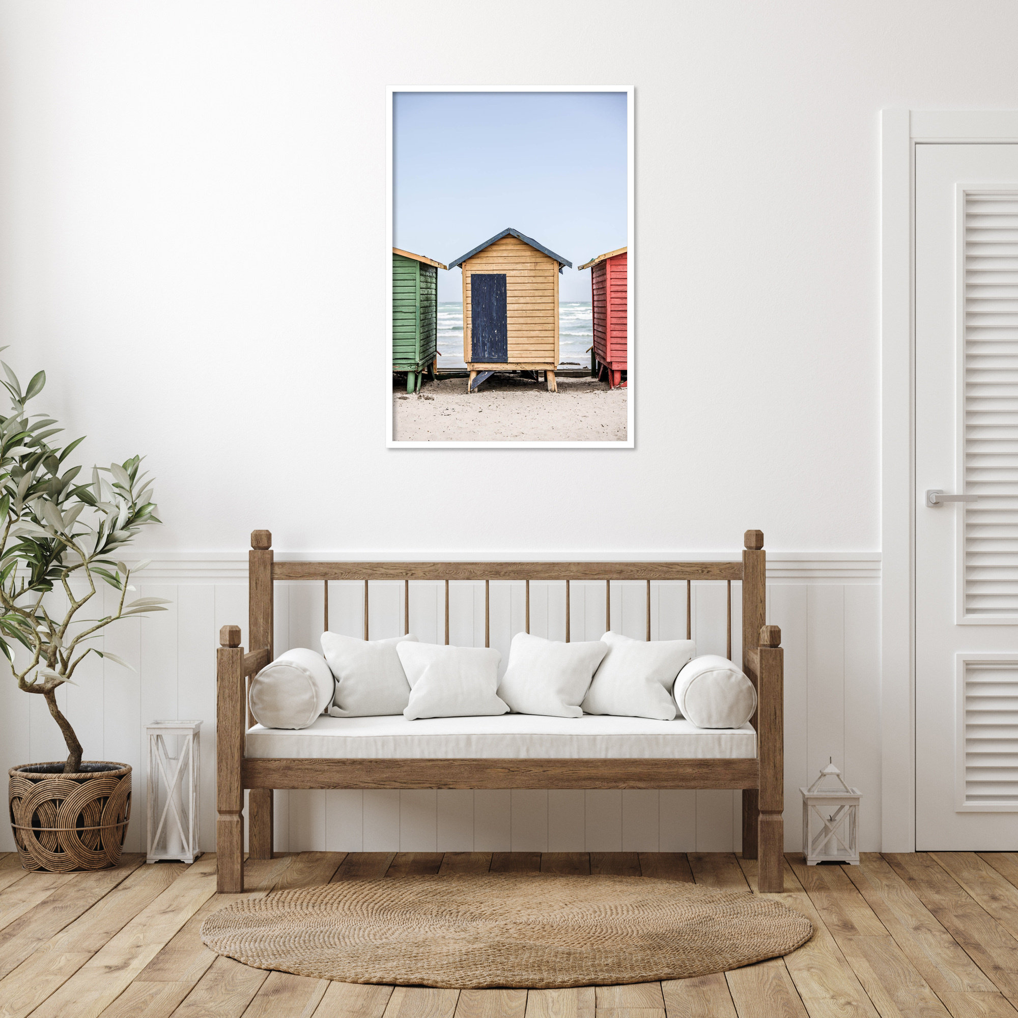 Yellow Hut by Shot by Clint Wood Framed Wall Art Print, 41" H x 28" W, White