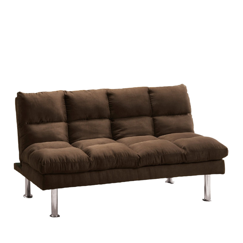 Dark Brown Contemporary Microfiber Futon With Legs And Extra Support That Converts To Bed Smoothly, 67 In Width Vibe Brown, Base Leg Support, Fast, 67"W