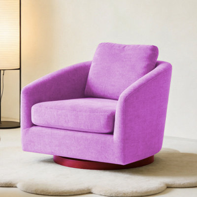 Swivel Accent Chair with Lumbar Pillow and Wide Arms
