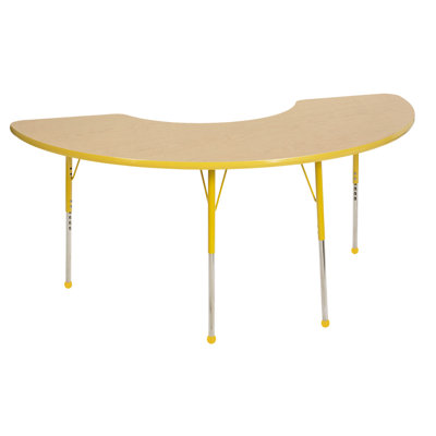 36" x 72" Half Moon T-Mold Activity Table with Adjustable Legs