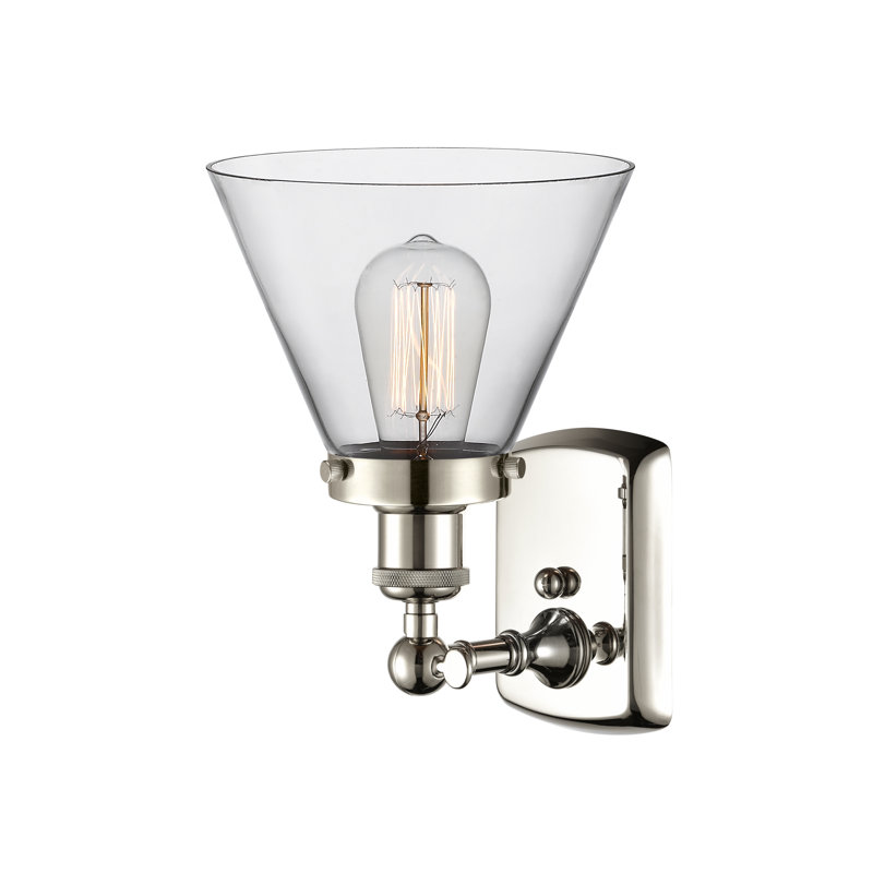 Applique murale 1 lumière 8 po Ballston Urban Cone , DEL, Clair, Nickel poli