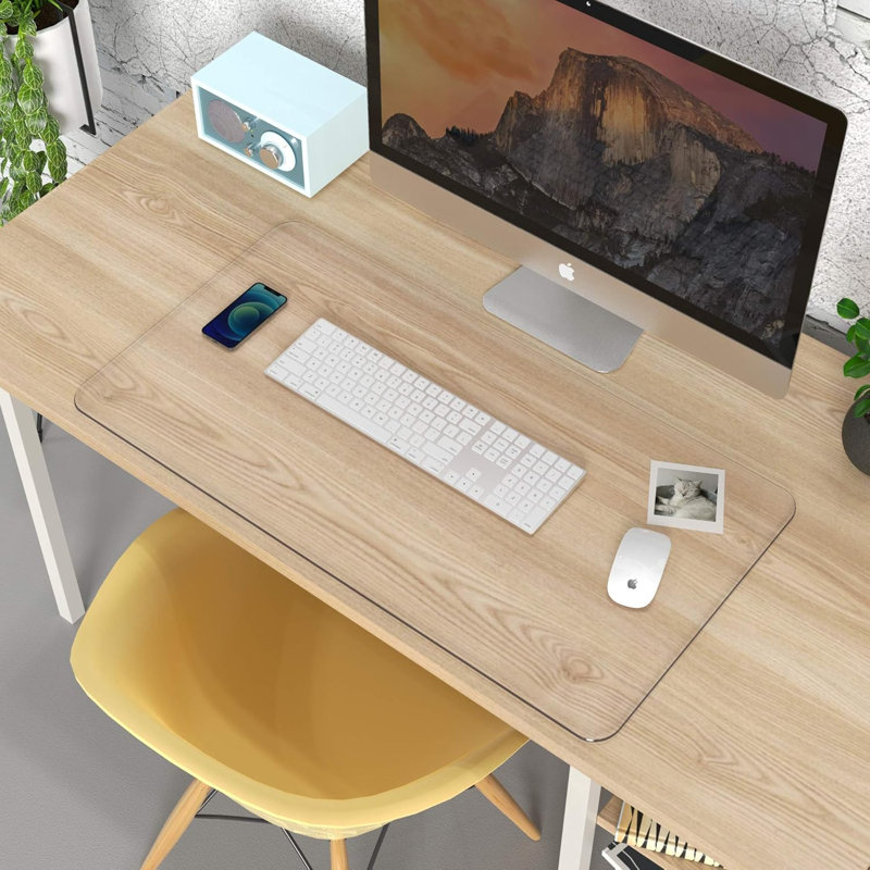 Sous-main de bureau Clear Clear, tapis de protection pour bureau à bord arrondi en PVC résistant à la chaleur et imperméable 31,5 pi X 15,7 po, antistatique
