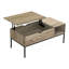 Table basse moderne de 107 cm (42 po) avec plateau relevable, stratifié taupe foncé, structure en métal noir, style contemporain, longueur, métal, espace de rangement supplémentaire
