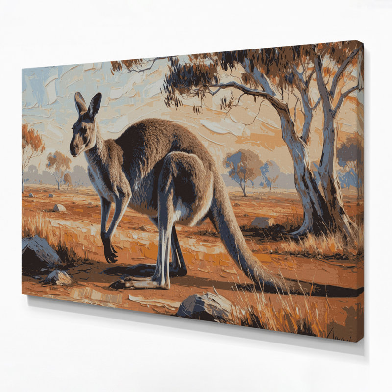 Faune, art mural sur toile brun kangourou, H 20 po x l 30 po