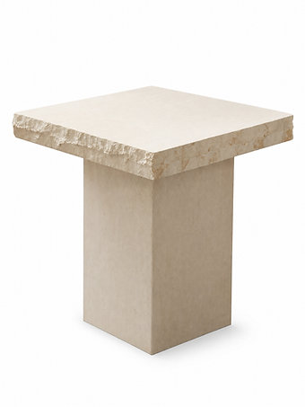 Raw Edge Travertine Side Table