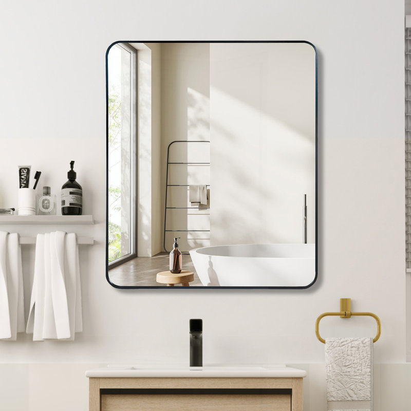 30 "X36" Rectangular Bathroom Wall Mirror, Black, 36" x 30"