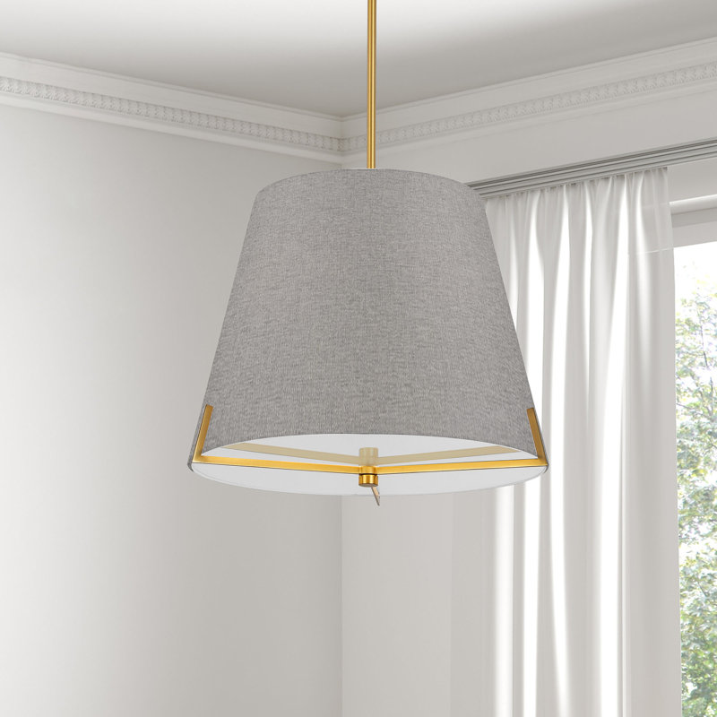 Luminaire suspendu 4 lumières Krisna, Laiton vieilli, H 14,5 po x l 19,25 po x P 19,25 po, gris
