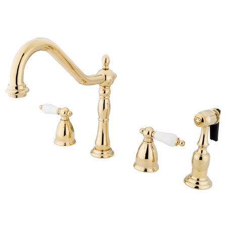 Heritage Two Handle Widespread Kitchen Faucet with Porcelain Lever Handles Elements of Design 