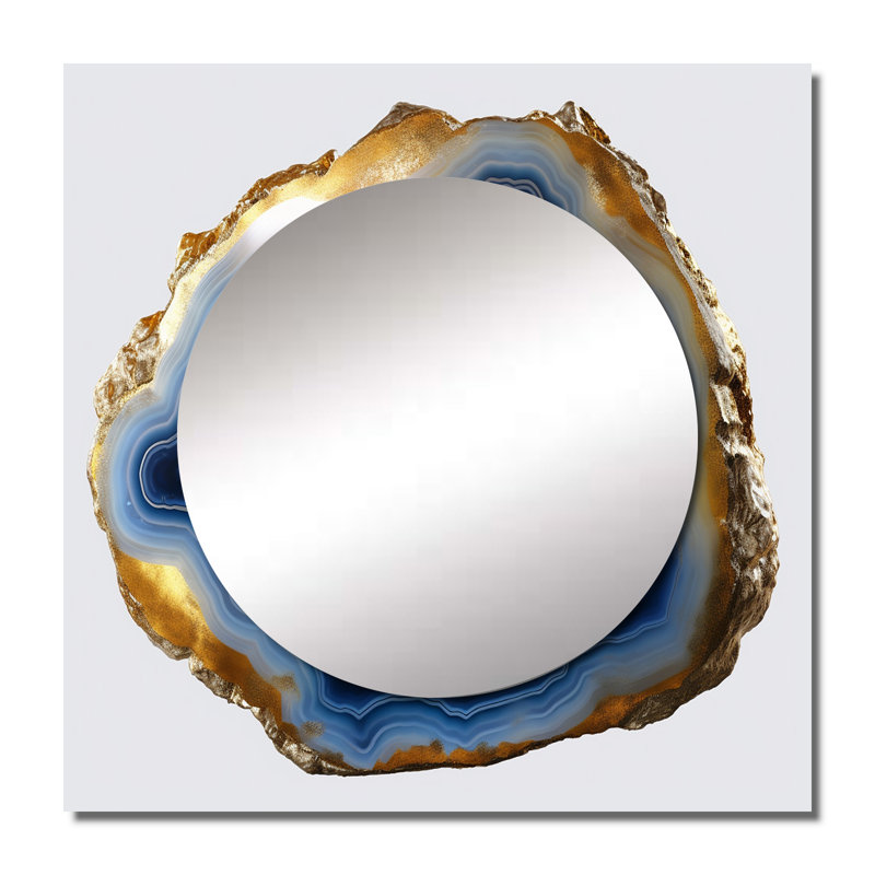 Geode Gems II - Miroir carré en pierre Geode, 23 po x 23 po