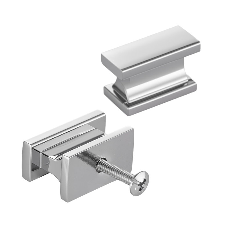 Ensemble de 10 boutons d'armoire rectangulaires modernes - Poignées et poignées de tiroir en alliage de zinc brossé chromé pour meubles de cuisine, de salle de bain et de chambre à coucher