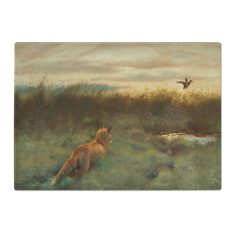Fox and Duck by Bruno Liljefors Chopping Board, 0.4cm H x 20cm W x 28.5cm L