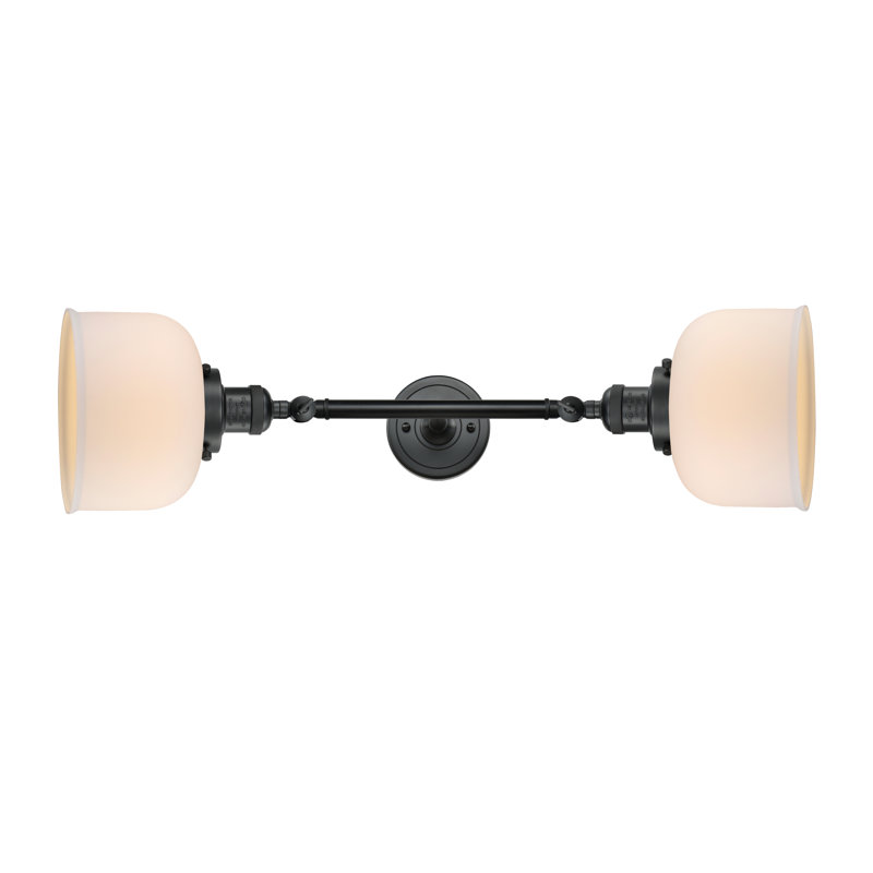 Éclairage pour meuble-lavabo à 2 lumières et à luminosité rétro Arledge, Incandescent, Noir mat, Transparent