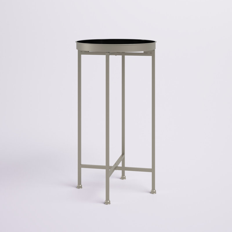 Ekta Tray Top End Table, Silver, Black