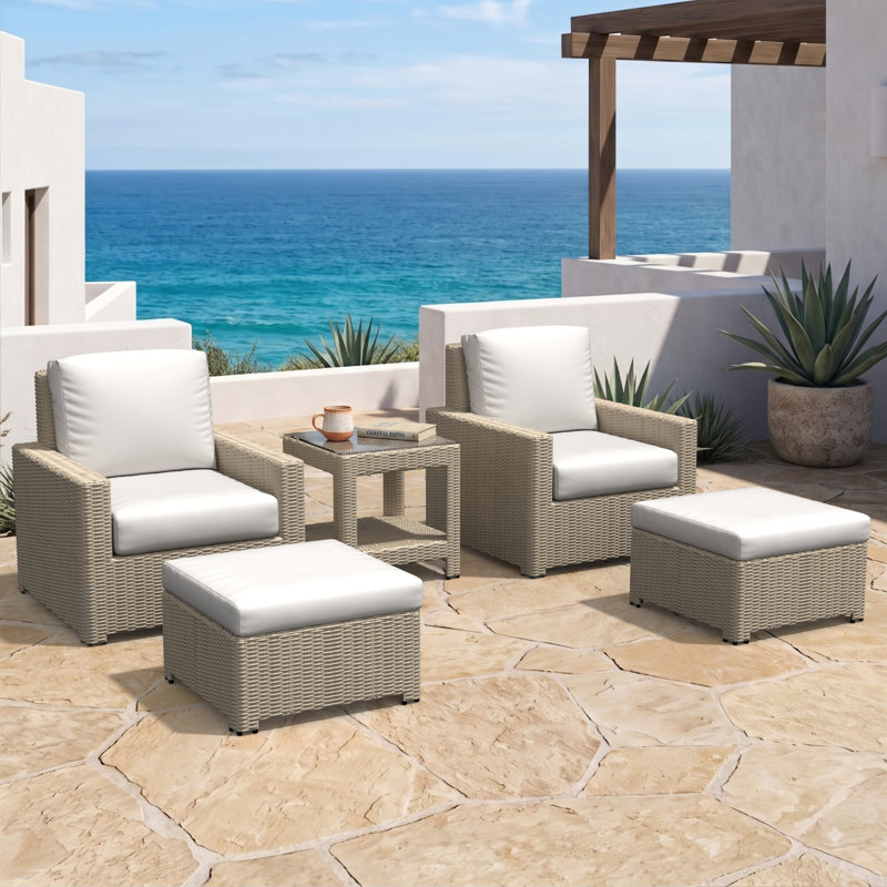 Chaise longue d'extérieur avec repose-pieds et coussins Sunbrella Leanne, Sunbrella® Tranquil Sage