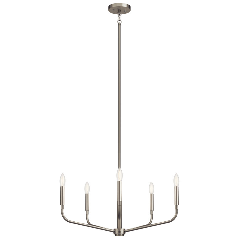  Lustre classique / traditionnel en acier à intensité variable, H 17 po x l 26 po x P 26 po, 5, Nickel brossé