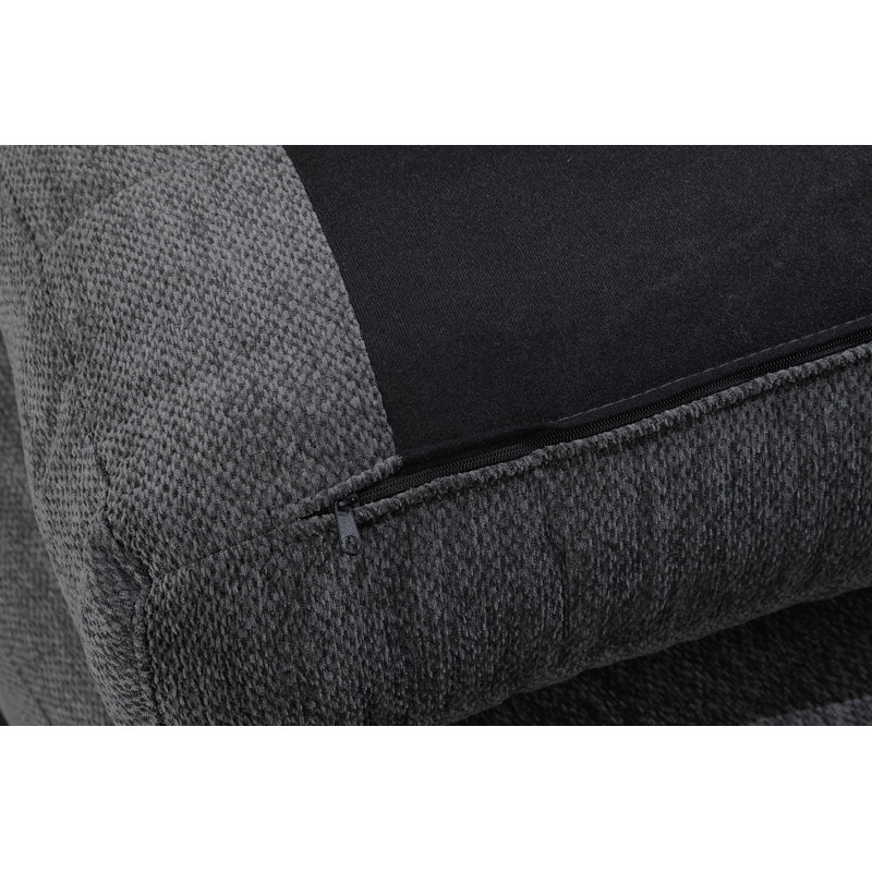 Ensemble modulaire de coin 7 pièces avec porte-gobelet avec rangement et port USB, Chenille grise foncée