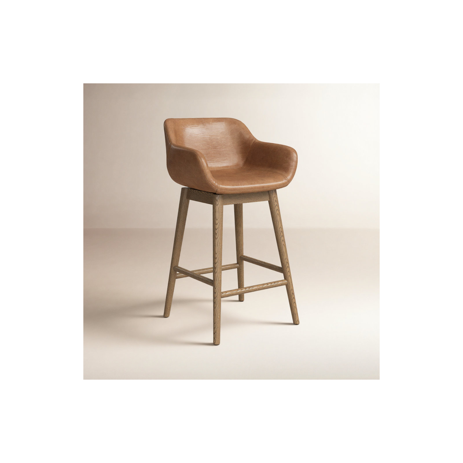 Bahari Swivel Leather Stool, Bar Stool (30.5" Seat Height), Sonoma Chestnut/Genuine Leather, Amber Ash
