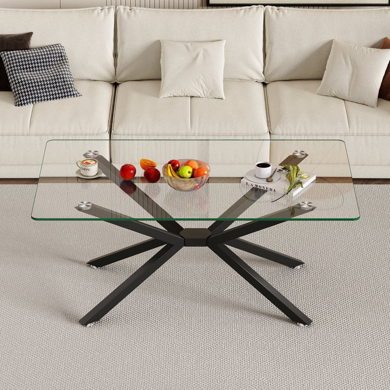 Table basse 39,37 po, Noir/transparent