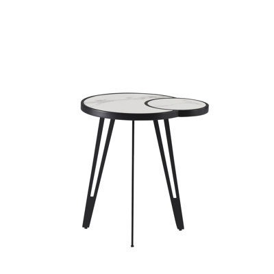 Ardoin Contemporary Modern 16.5 In. Oval White Coffee Table With Sintered Stone Top