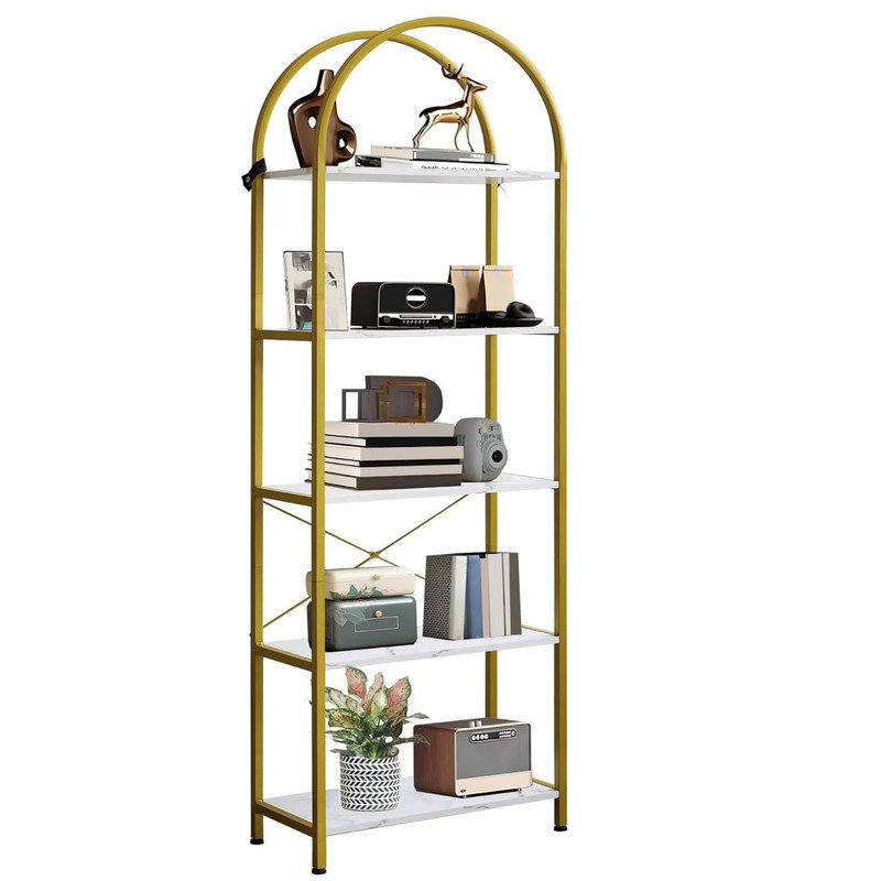 60cm W Metal Standard Bookcase, (5 Shelves) 180cm H x 60cm W x 30cm D, White