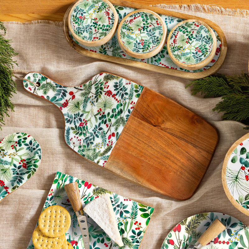Festive Foliage Rectangular Wood Cutting Board