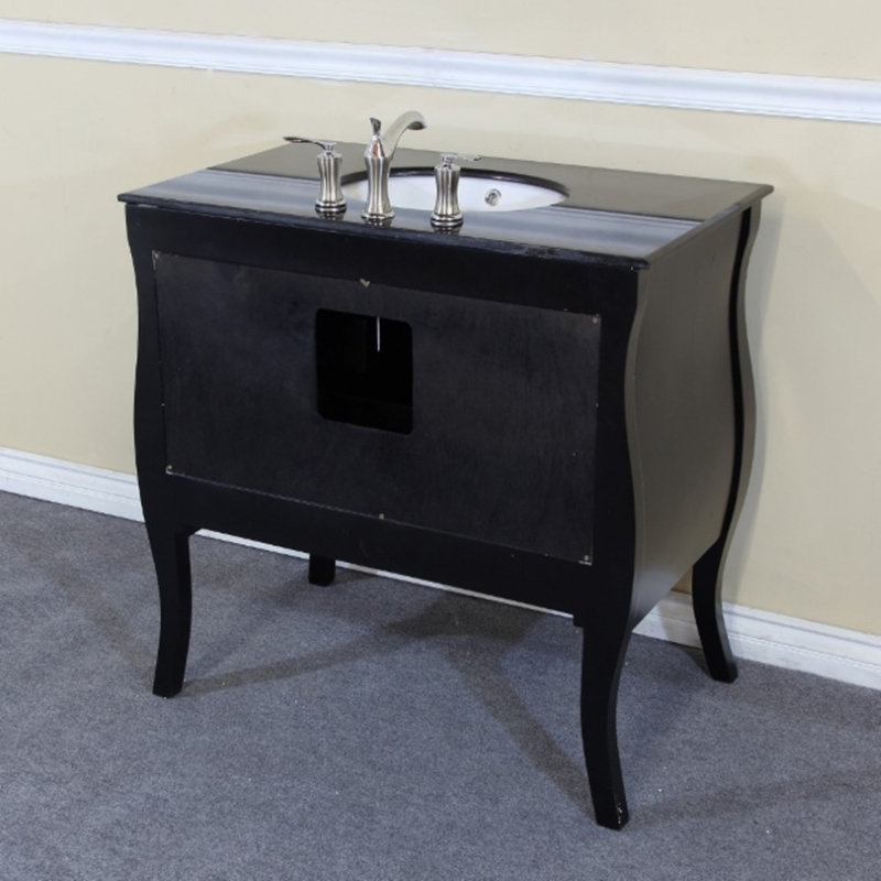 Black Diamond Pattern Single Vanity with Black Galaxy Granite Top