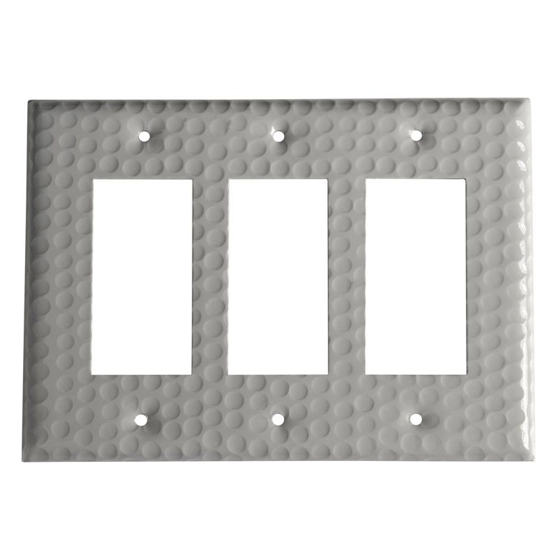 Hand Hammered 3-Gang Rocker Light Switch Standard Wall Plate, Matte Black, 1