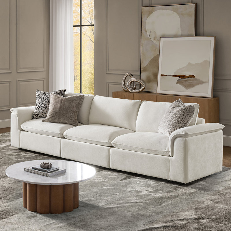 Canapé modulaire surdimensionné en mélange de duvet 122 pièces avec housse de coussin amovible Cioffi, Ivoire ivoire