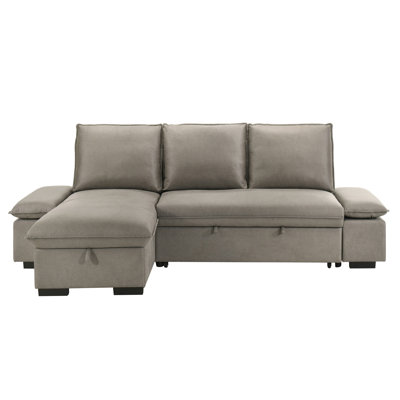 Canapé modulaire 3 pièces avec rangement réversible, canapé-lit et table rabattable, gris