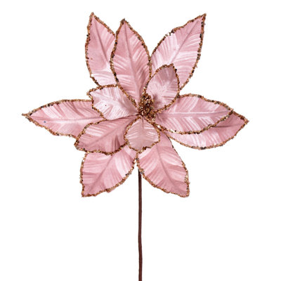 Poinsettia en velours champagne 24 po Primrue, 3 par sac.
