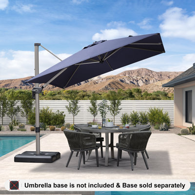 Parasol carré en aluminium décalé en porte-à-faux 9 pi avec rotation à 360 ° Rishal