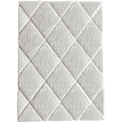 Tapis géométrique blanc