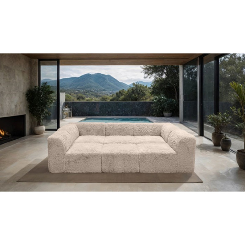 Canapé modulaire Eastleigh 6 pièces, Fausse fourrure taupe