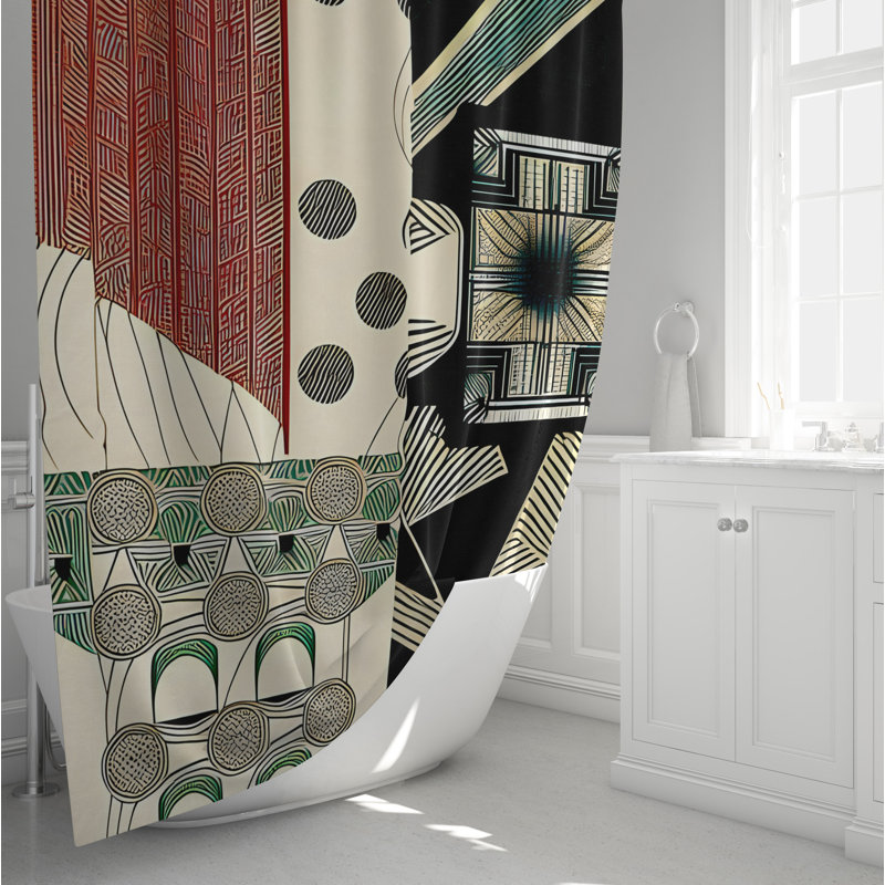 Rideau de douche à motif abstrait Claiborn, H 72 po x l 70 po