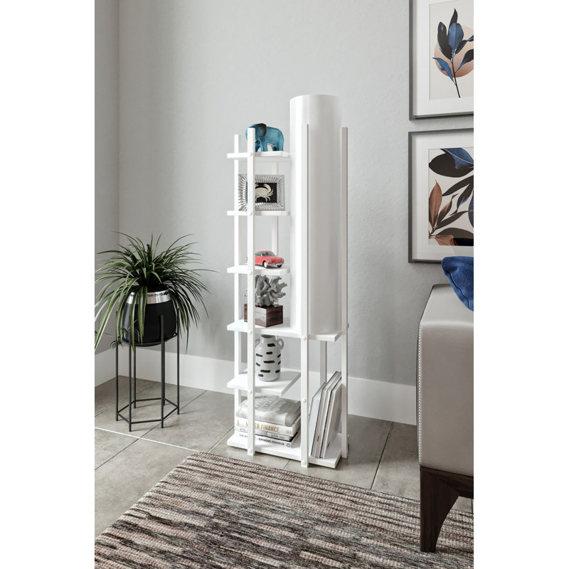 Elegant Floor Lamp, White, 53.1 x 9.8 x 53.1 inches | Particle Board Body, MDF Profile, Fabric Cap (8.3 x 8.3 inches) | On/Off Switch on Cable, CE Certified, E27 Socket Max 40W | Stylish Lighting for Modern Living Spaces