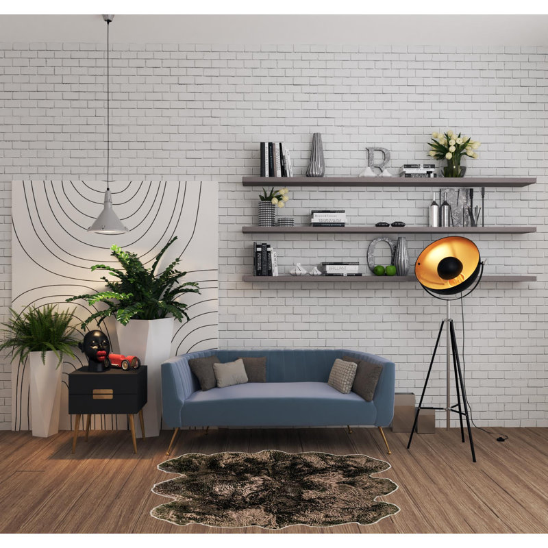 Tapis noir / brun Novelty, Nouveauté : 5 pi x 6 pi