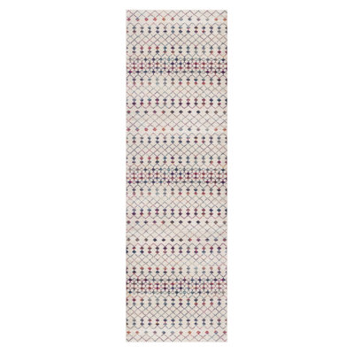 2' X 6' Cream Ikat Area Rug